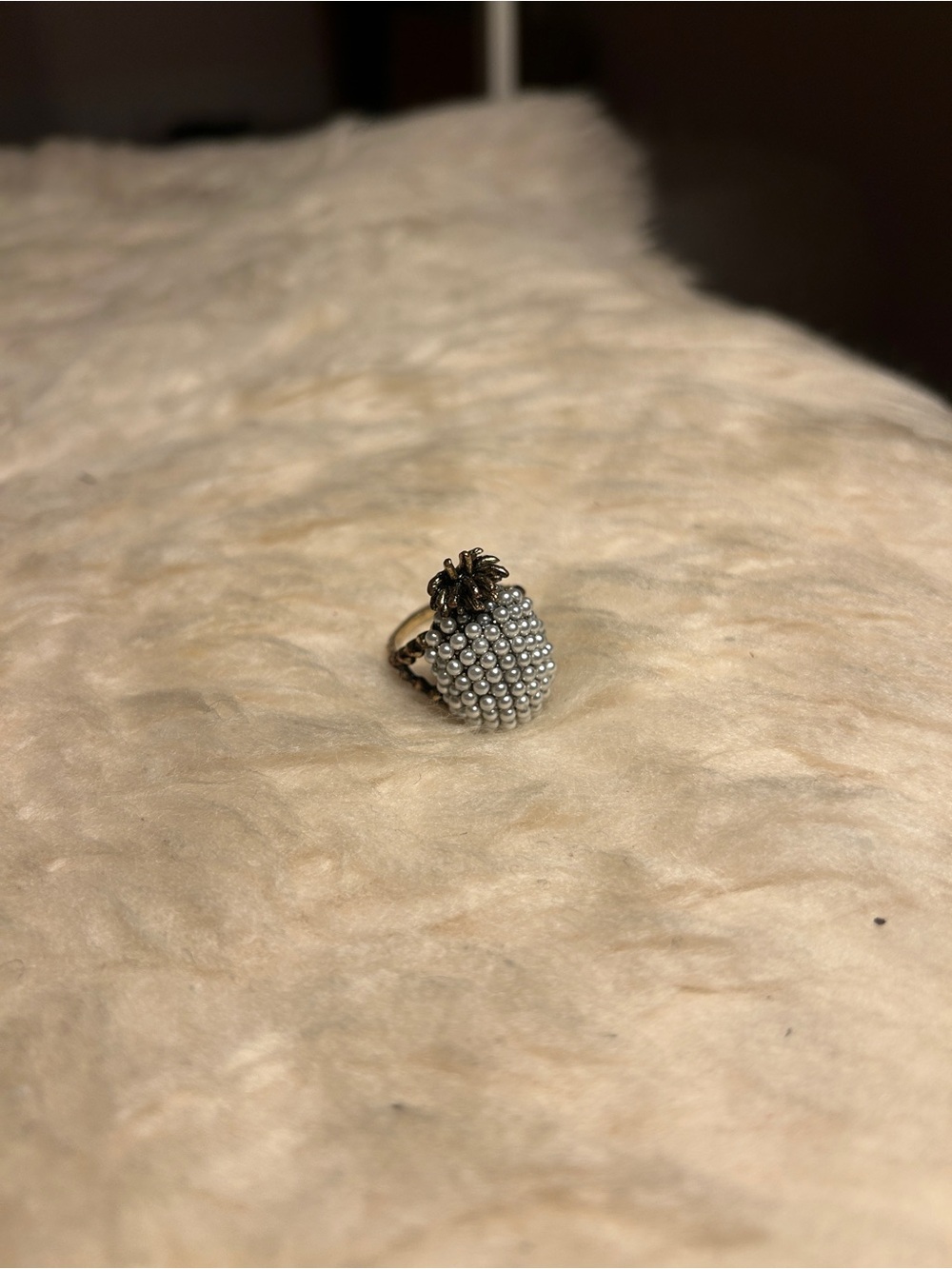 Designer inspired Beaded pineapple Cocktail Ring - Silver